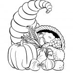 Kolorowanka z dynią, warzywami i koszykiem na Halloween.