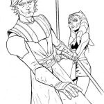 Kolorowanka Anakin Skywalker i Ahsoka Tano do wydruku.