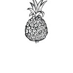 Czarno-biała kolorowanka ananas do wydrukowania dla dzieci.