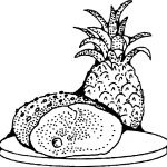 Prosta kolorowanka ananas do wydrukowania dla dzieci.