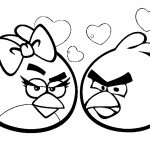 Dwie postacie Angry Birds z serii kolorowanek do druku dla dzieci.