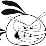 Czarna i biała kolorowanka Angry Birds dla dzieci do druku.