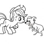 Kolorowanka Applejack i piesek do druku dla dzieci.