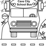Szkolny autobus do kolorowania z napisem Cave City School Bus.