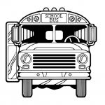 Prosty szkic autobusu szkolnego do kolorowania dla dzieci.