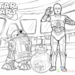 Kolorowanka do wydrukowania BB-8 i droidy z Gwiezdnych Wojen.