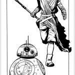 Kolorowanka BB-8 i Rey z filmu Gwiezdne wojny dla dzieci.