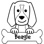 Kolorowanka beagle do druku dla dzieci, idealna do nauki i zabawy.