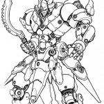 Szkic Bionicle do kolorowania dla dzieci, robot z mieczem.