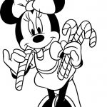 Minnie Mouse z cukierkami i prezentami, do druku dla dzieci.