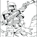 Kolorowanka Boba Fett z Gwiezdnych Wojen do druku.