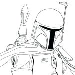 Kolorowanka Boba Fett z Gwiezdnych Wojen do wydrukowania.