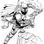 Kolorowanka Boba Fett z Gwiezdnych Wojen do druku dla dzieci.