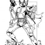 Kolorowanka Boba Fett z Gwiezdnych Wojen dla dzieci do druku.