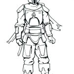 Kolorowanka Boba Fett z Gwiezdnych Wojen do druku dla dzieci.