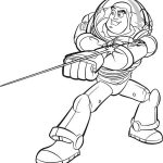 Kosmiczny astronaut z mieczem laserowym do kolorowania dla dzieci.