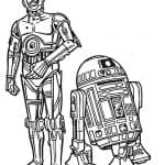 Kolorowanka do wydrukowania C-3PO i R2-D2 z Gwiezdnych Wojen.