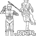 Kolorowanka C-3PO z Gwiezdnych Wojen do druku dla dzieci.