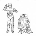 Kolorowanki C-3PO i R2-D2 do wydrukowania dla dzieci.