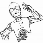 Szablon do kolorowania C-3PO z filmu Gwiezdne Wojny dla dzieci.