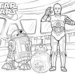Kolorowanka C-3PO do druku dla dzieci, postać z Gwiezdnych Wojen.