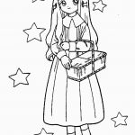Kolorowanka Cardcaptor Sakura z dziewczyną trzymającą koszyk.