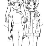 Dwie dziewczynki z dużymi oczami i modnymi fryzurami w stylu anime.