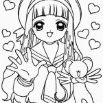 Kolorowanka Cardcaptor Sakura z postacią i serduszkami do druku.