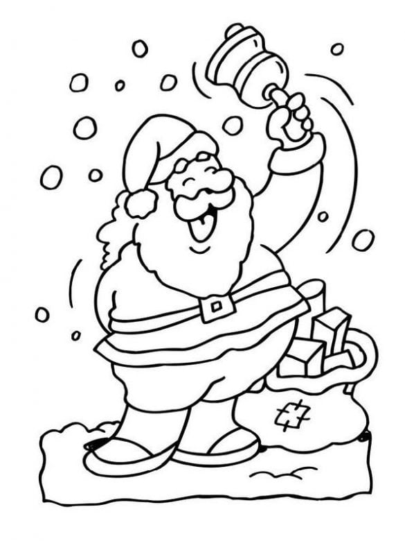 Christmas-Bell-Santa-Coloring-Pages
