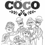 Kolorowanka dla dzieci z postacią Coco do drukowania i kolorowania.