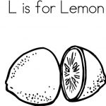 Prosta kolorowanka cytryna z napisem L for Lemon.
