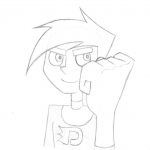 Szkic postaci Danny Phantom do kolorowania dla dzieci.