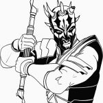 Kolorowanka Darth Maul z mieczem świetlnym dla dzieci.