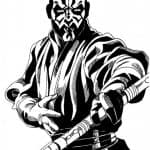 Kolorowanka Darth Maul z Gwiezdnych Wojen do druku dla dzieci.