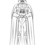 Darth Vader, postać z Gwiezdnych Wojen, w konturze do kolorowania.