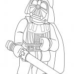 Kolorowanka Darth Vader z mieczem dla dzieci do druku.