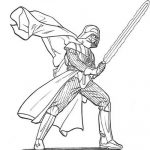Darth Vader z mieczem świetlnym, do kolorowania dla dzieci.
