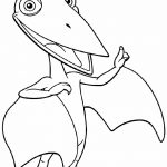 Dinozaur do kolorowania dla dzieci, czarno-biały obrazek.