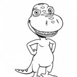Dinozaur do kolorowania dla dzieci, czarno-biały obrazek.