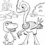 Dinozaury do kolorowania, dinozaur i ptak, obrazek do druku.