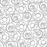 Wzór do kolorowania z donutami, idealny dla dzieci.