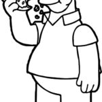 Homer Simpson z pizzą, do kolorowania dla dzieci.