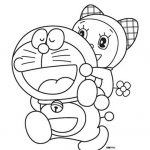 Kolorowanka Doraemon i jego przyjaciółka do druku dla dzieci.