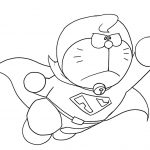 Doraemon w kostiumie superbohatera do kolorowania dla dzieci.