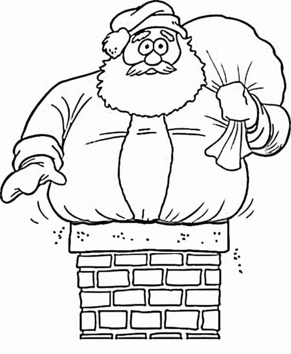 Down-the-Chimney-Santa-Coloring-Pages
