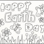Kolorowanka z napisem Happy Earth Day i motylami dla dzieci.