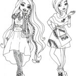 Dwie postacie z serii Ever After High do kolorowania dla dzieci.