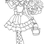 Kolorowanka Ever After High z postacią dziewczynki w sukience.