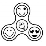 Fidget spinner z uśmiechniętymi emotikonami do kolorowania dla dzieci.