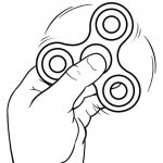 Prosta czarno-biała ilustracja fidget spinnera do kolorowania.